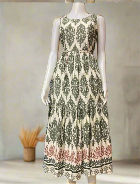 Summer Classic Print Sleeveless Maxi Dress